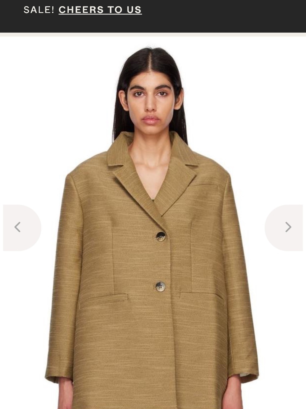 GANNI Brown Slub Linen Oversized Blazer